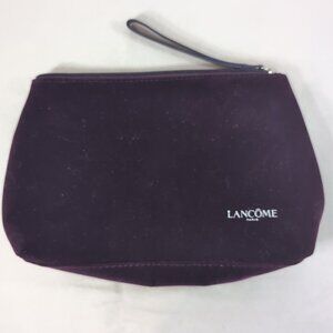 Lancome Paris Purple Velour Cosmetics Travel Bag Zip Wrist Strap Toiletry Makeup